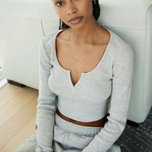 Cute TNA- Grey waffle crop top will measure fits smaller